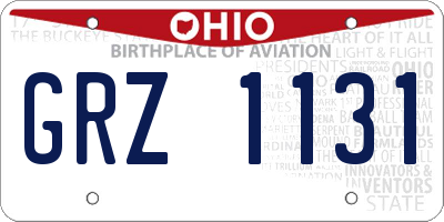 OH license plate GRZ1131