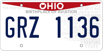 OH license plate GRZ1136