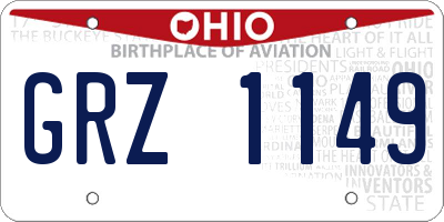 OH license plate GRZ1149