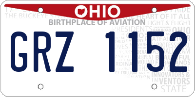OH license plate GRZ1152