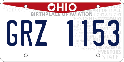 OH license plate GRZ1153
