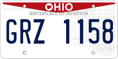 OH license plate GRZ1158