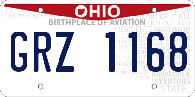 OH license plate GRZ1168
