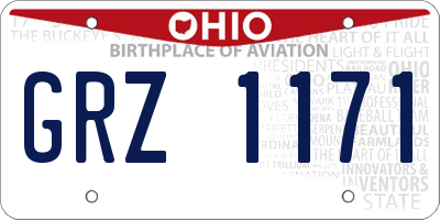 OH license plate GRZ1171