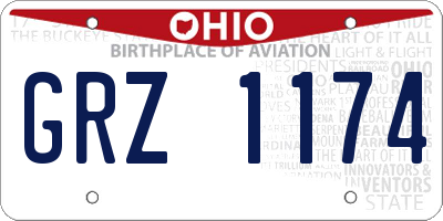 OH license plate GRZ1174