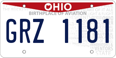 OH license plate GRZ1181