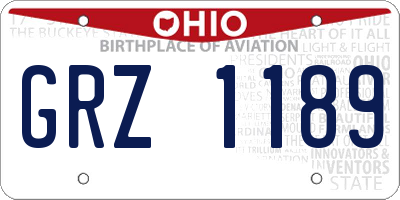 OH license plate GRZ1189