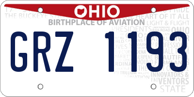 OH license plate GRZ1193