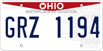 OH license plate GRZ1194