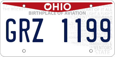 OH license plate GRZ1199