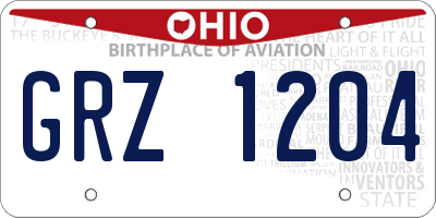 OH license plate GRZ1204