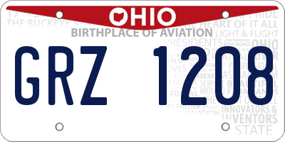 OH license plate GRZ1208