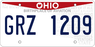 OH license plate GRZ1209