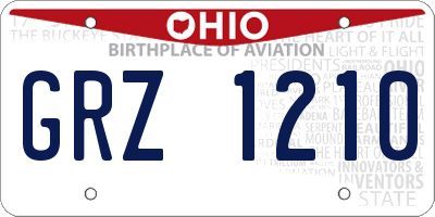 OH license plate GRZ1210