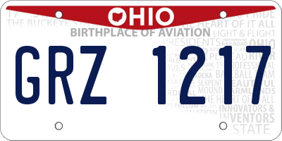 OH license plate GRZ1217