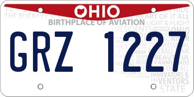 OH license plate GRZ1227