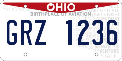 OH license plate GRZ1236