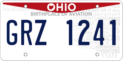 OH license plate GRZ1241