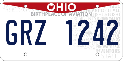OH license plate GRZ1242