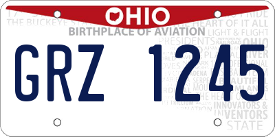 OH license plate GRZ1245