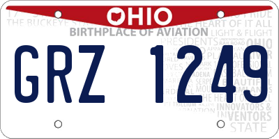 OH license plate GRZ1249