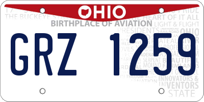 OH license plate GRZ1259