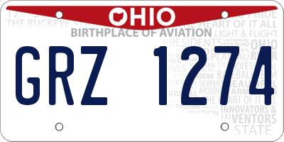 OH license plate GRZ1274