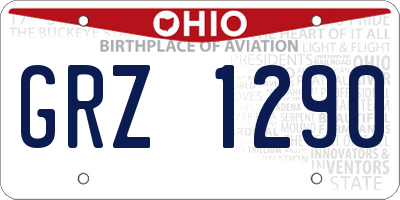 OH license plate GRZ1290