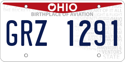 OH license plate GRZ1291