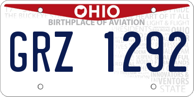 OH license plate GRZ1292