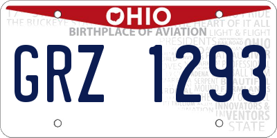 OH license plate GRZ1293