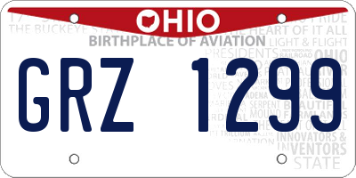 OH license plate GRZ1299
