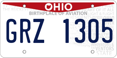 OH license plate GRZ1305