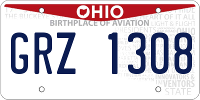 OH license plate GRZ1308
