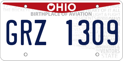 OH license plate GRZ1309