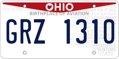 OH license plate GRZ1310