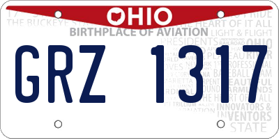 OH license plate GRZ1317