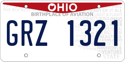 OH license plate GRZ1321