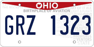 OH license plate GRZ1323