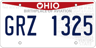 OH license plate GRZ1325
