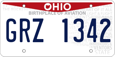 OH license plate GRZ1342