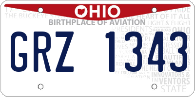 OH license plate GRZ1343