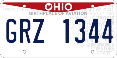 OH license plate GRZ1344