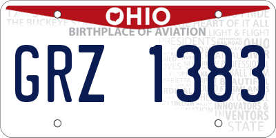 OH license plate GRZ1383