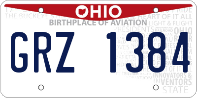 OH license plate GRZ1384