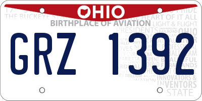 OH license plate GRZ1392