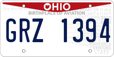 OH license plate GRZ1394
