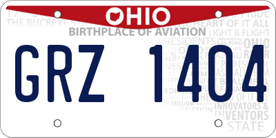 OH license plate GRZ1404