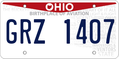 OH license plate GRZ1407