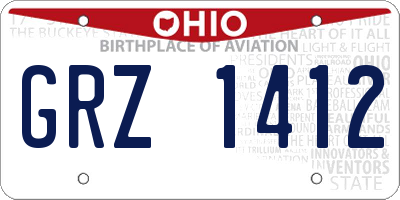 OH license plate GRZ1412
